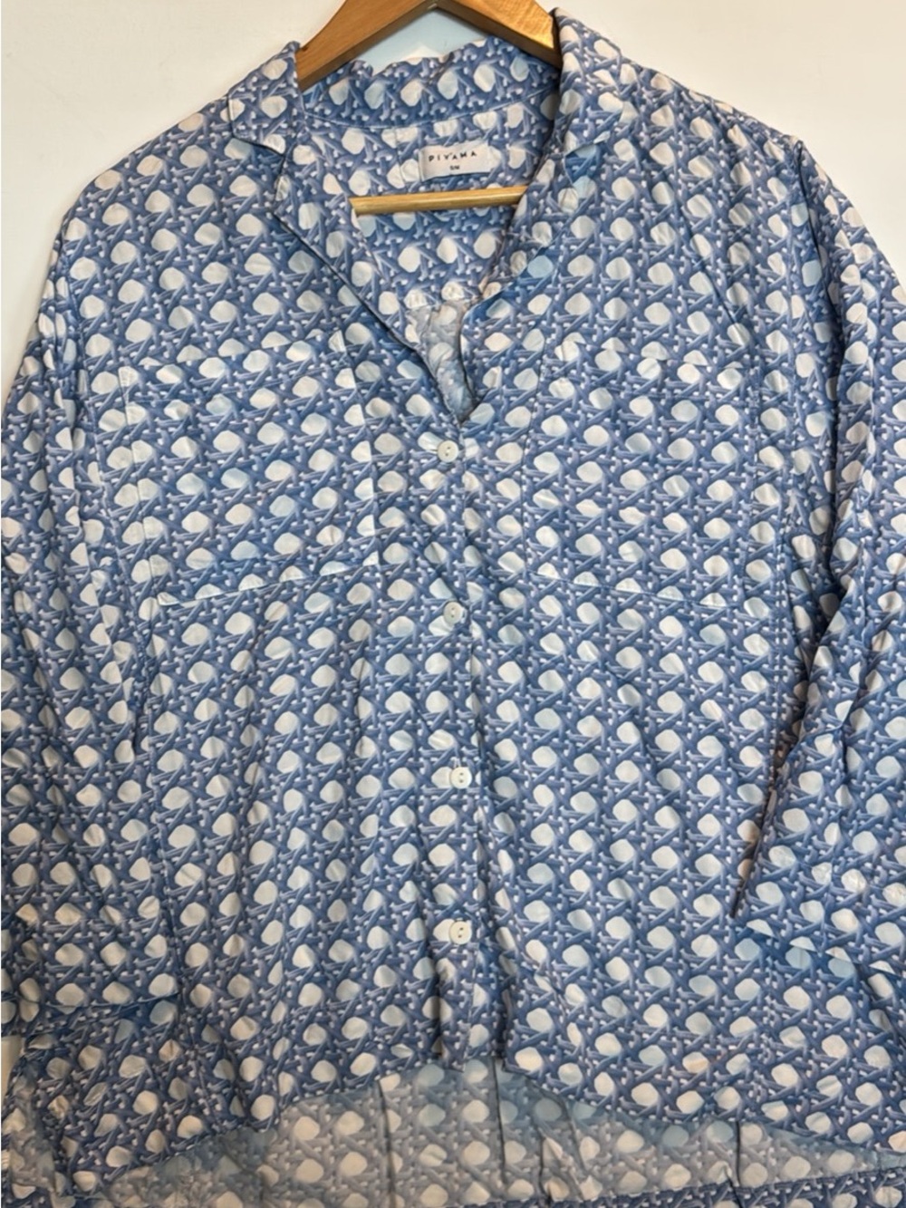PIYAMA Peta Cornflower Blue Sleep Set - Relaxed Button-Front Pajama Top & Shorts - Picture 2 of 9